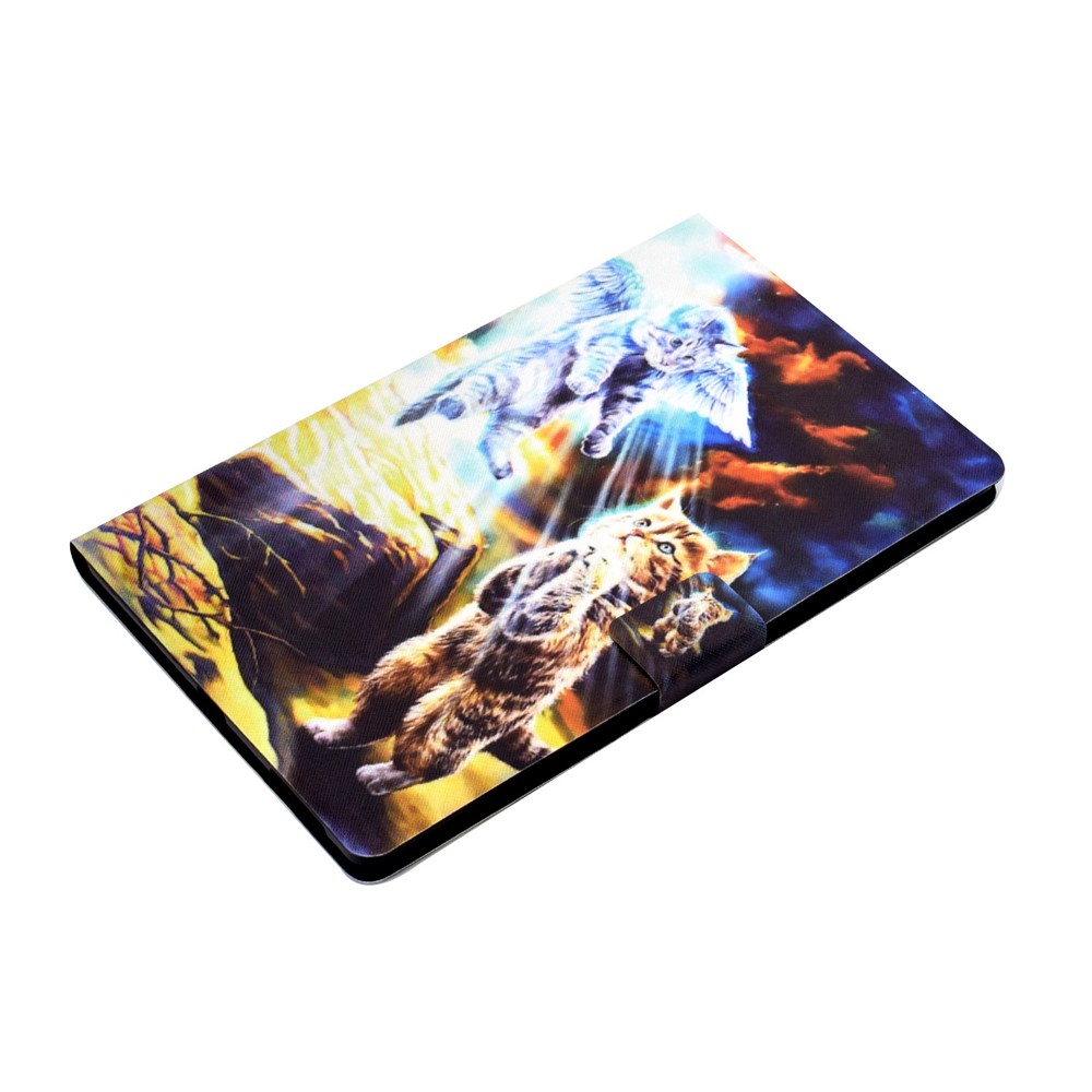 For Samsung Galaxy Tab S7 SM-T870 / T875 / S8 SM-X700 / X706 Stylish Pattern Printing Magnetic Cover Auto Wake / Sleep PU Leather Stand Folio Flip Case with Card Slots - Angel Cat-5