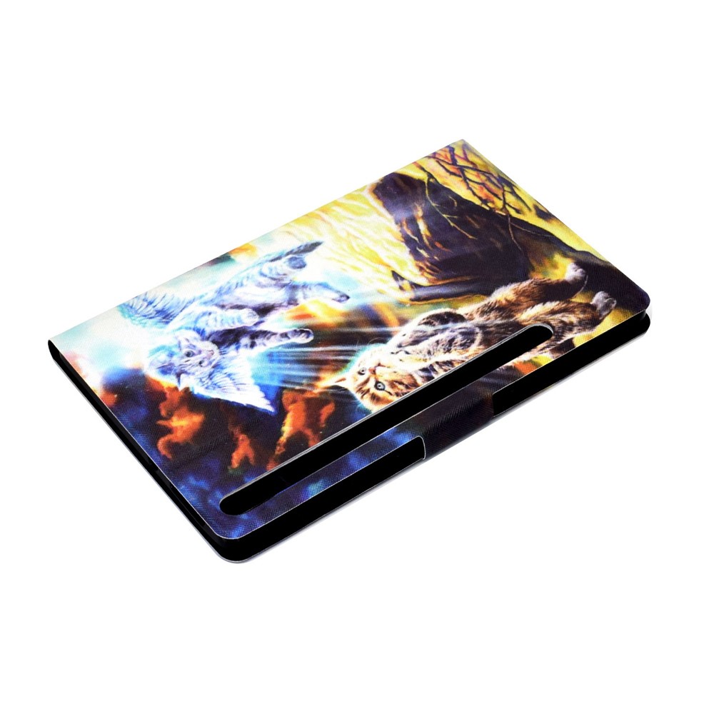 For Samsung Galaxy Tab S7 SM-T870 / T875 / S8 SM-X700 / X706 Stylish Pattern Printing Magnetic Cover Auto Wake / Sleep PU Leather Stand Folio Flip Case with Card Slots - Angel Cat-6
