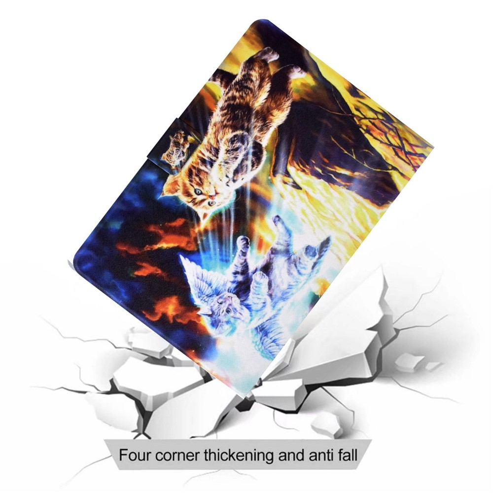For Samsung Galaxy Tab S7 SM-T870 / T875 / S8 SM-X700 / X706 Stylish Pattern Printing Magnetic Cover Auto Wake / Sleep PU Leather Stand Folio Flip Case with Card Slots - Angel Cat-7