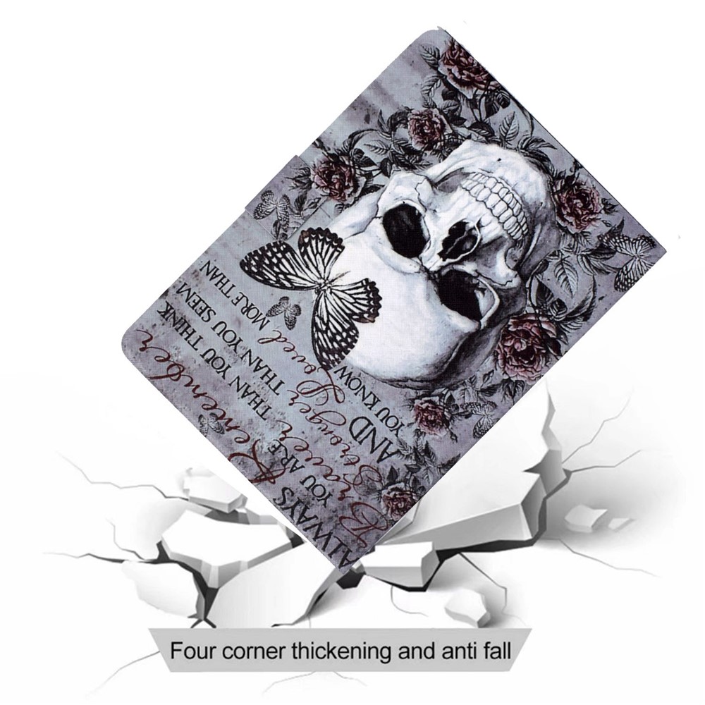For Samsung Galaxy Tab S7 SM-T870 / T875 / S8 SM-X700 / X706 Dual-sided Magnetic Shockproof Pattern Printing Cover Stand Feature PU Leather Stitching Case with Card Slot - Skull-7