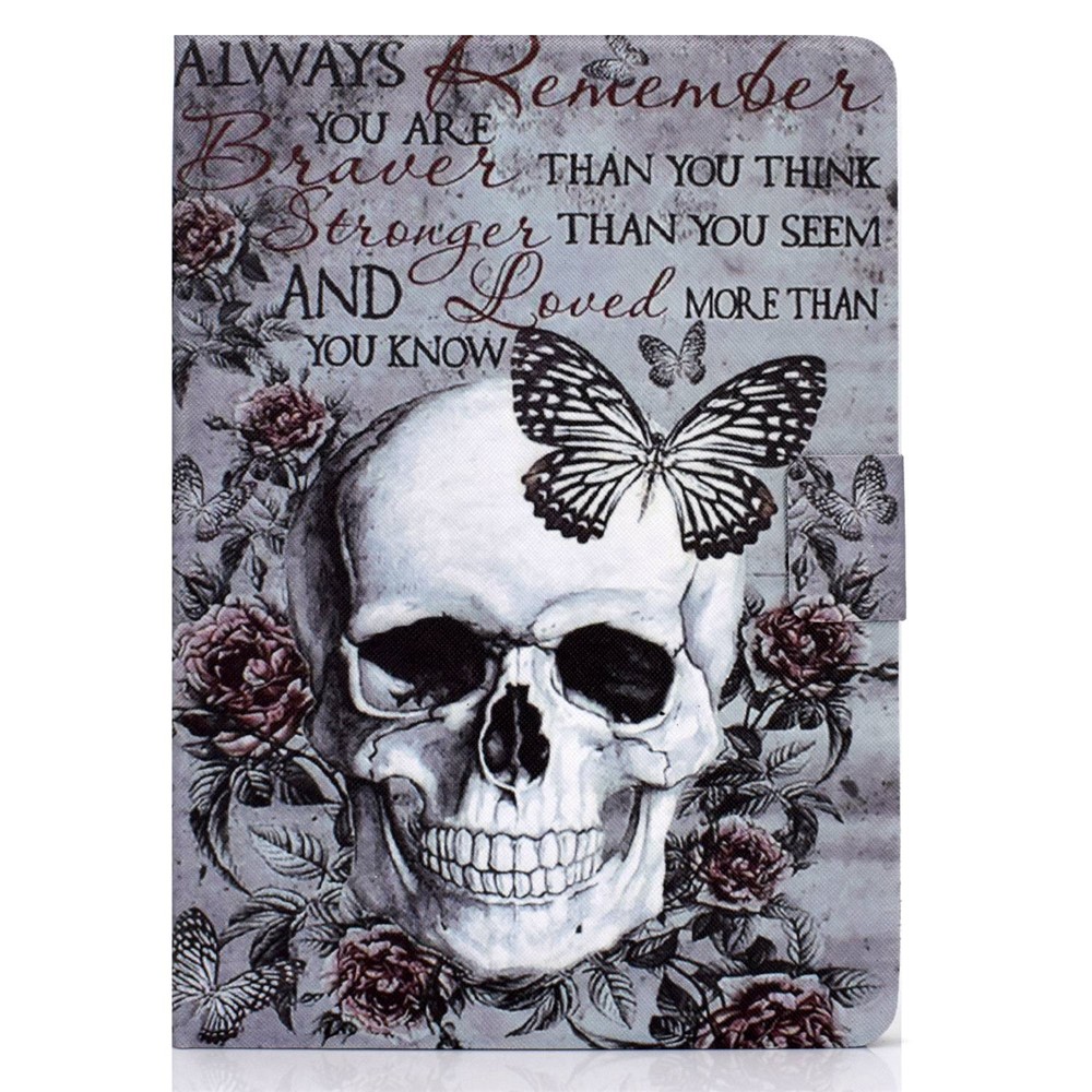 For Samsung Galaxy Tab S7 SM-T870 / T875 / S8 SM-X700 / X706 Dual-sided Magnetic Shockproof Pattern Printing Cover Stand Feature PU Leather Stitching Case with Card Slot - Skull-9