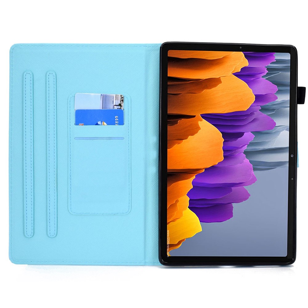 For Samsung Galaxy Tab S7 SM-T870 / T875 / S8 SM-X700 / X706 Pattern Printing PU Leather Magnetic Cover Card Slots Stand Design Stitching Case with Pencil Holder - Cute Cat-2