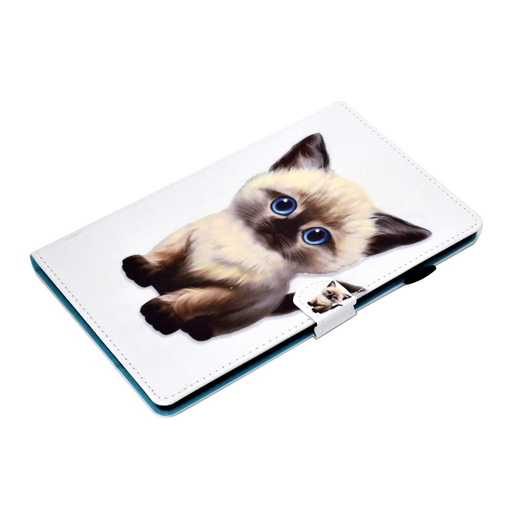 For Samsung Galaxy Tab S7 SM-T870 / T875 / S8 SM-X700 / X706 Pattern Printing PU Leather Magnetic Cover Card Slots Stand Design Stitching Case with Pencil Holder - Cute Cat-5