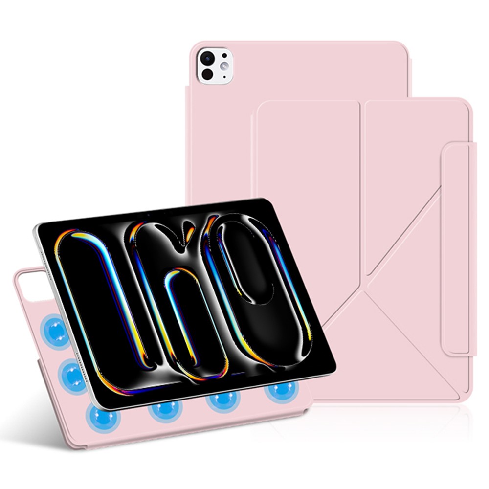 For iPad Pro 13 (2025) / (2024) Leather Case Origami Stand Magnetic Tablet Cover - Pink
