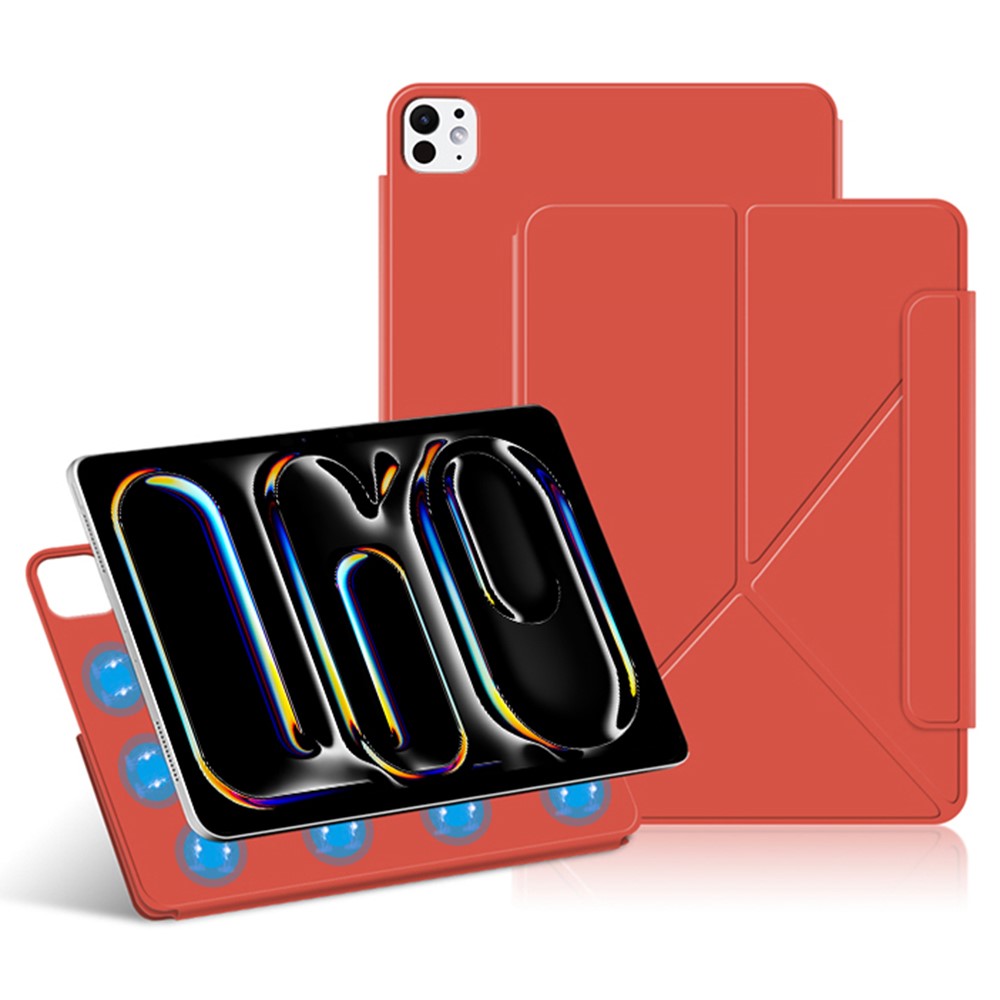 For iPad Pro 13 (2025) / (2024) Leather Case Origami Stand Magnetic Tablet Cover - Red