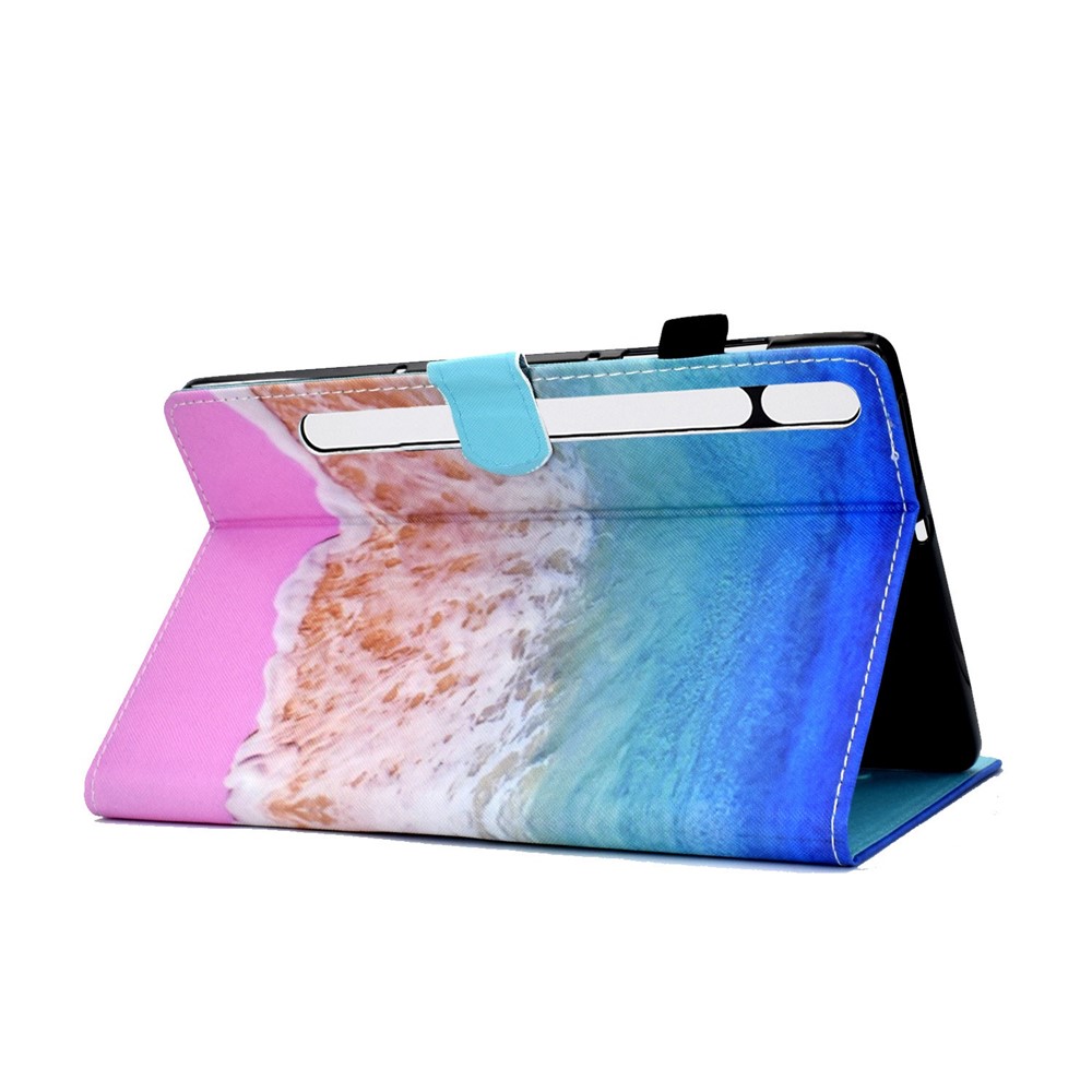 For Samsung Galaxy Tab S7 SM-T870 / T875 / S8 SM-X700 / X706 Stand Leather Case Pattern Printing Card Slots Auto Wake / Sleep Function Magnetic Tablet Cover - Sea-4