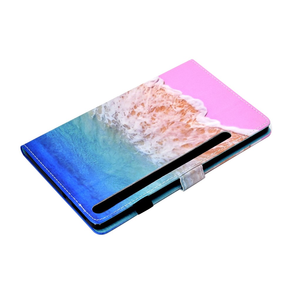 For Samsung Galaxy Tab S7 SM-T870 / T875 / S8 SM-X700 / X706 Stand Leather Case Pattern Printing Card Slots Auto Wake / Sleep Function Magnetic Tablet Cover - Sea-6