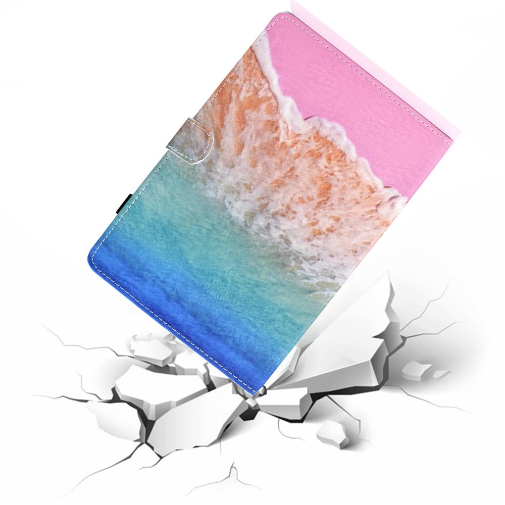 For Samsung Galaxy Tab S7 SM-T870 / T875 / S8 SM-X700 / X706 Stand Leather Case Pattern Printing Card Slots Auto Wake / Sleep Function Magnetic Tablet Cover - Sea-8