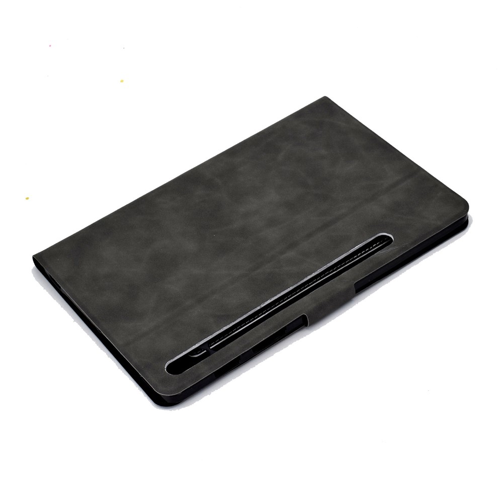 For Samsung Galaxy Tab S7 SM-T870 / T875 / S8 SM-X700 / X706 Calf Textured Leather Tablet Case Shockproof Card Holder Stand Well-protected Shell - Grey-6