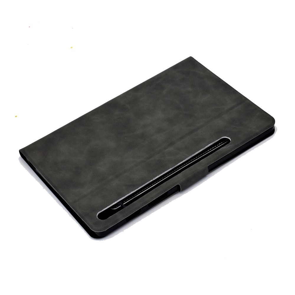 Pour Samsung Galaxy Tab S7 SM-T870 / T875 / S8 SM-X700 / X706 Cas de Veau en Cuir Texturé Case de Conduite D'amortisseur de Cartes D'amortisseur Shell Bien Protégé - Gris