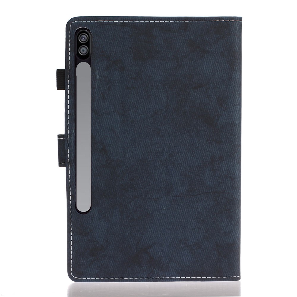 For Samsung Galaxy Tab S7 SM-T870 / T875 / S8 SM-X700 / X706 Wear-resistant Tablet Case Cloth Texture Solid Color Protective Cover with Stand - Dark Blue-10