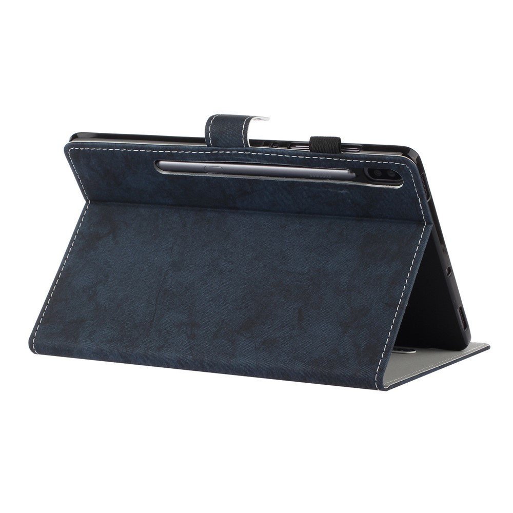 For Samsung Galaxy Tab S7 SM-T870 / T875 / S8 SM-X700 / X706 Wear-resistant Tablet Case Cloth Texture Solid Color Protective Cover with Stand - Dark Blue-4