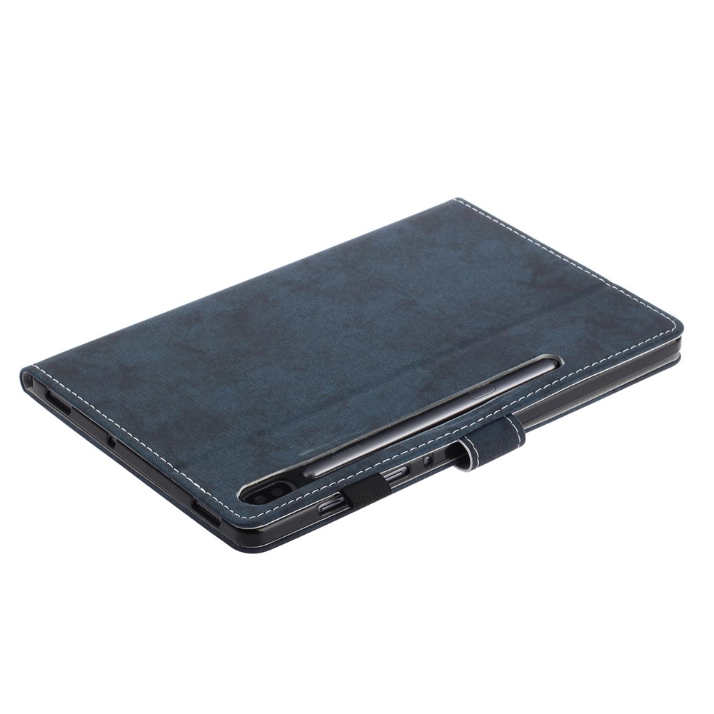 For Samsung Galaxy Tab S7 SM-T870 / T875 / S8 SM-X700 / X706 Wear-resistant Tablet Case Cloth Texture Solid Color Protective Cover with Stand - Dark Blue-6