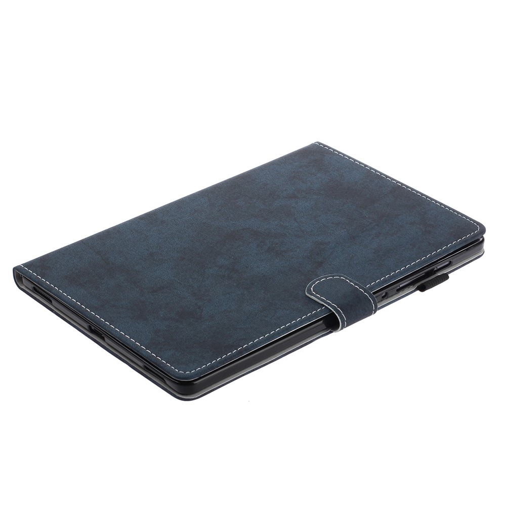 For Samsung Galaxy Tab S7 SM-T870 / T875 / S8 SM-X700 / X706 Wear-resistant Tablet Case Cloth Texture Solid Color Protective Cover with Stand - Dark Blue-7