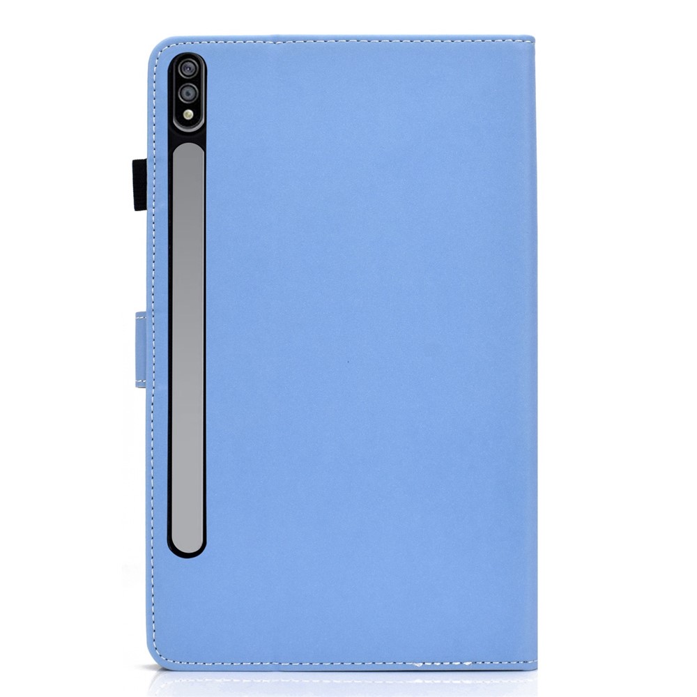 For Samsung Galaxy Tab S7 SM-T870 / T875 / S8 SM-X700 / X706 Anti-scratch Solid Color Tablet Case Anti-shock Protective Cover with Stand - Blue-11