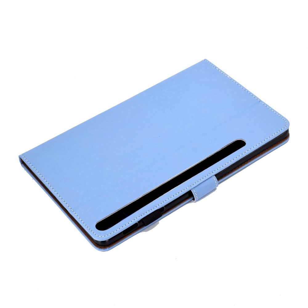 For Samsung Galaxy Tab S7 SM-T870 / T875 / S8 SM-X700 / X706 Anti-scratch Solid Color Tablet Case Anti-shock Protective Cover with Stand - Blue-6
