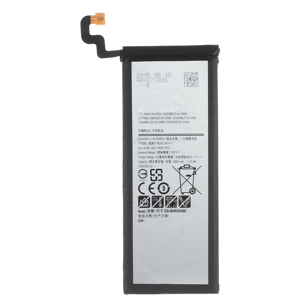 For Samsung Galaxy Note5 SM-N920 3.85V 3000mAh Li-ion Polymer Battery Assembly Part (Encode: EB-BN920ABE) (without Logo)-1