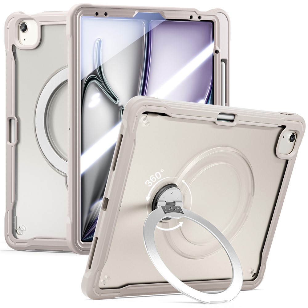 Kickstand Case for iPad Air 13 (2026) / (2025) / (2024) / iPad Pro 12.9 (2022) / (2021) / (2020) / (2018) TPU + PC Tablet Cover with 9H Screen Film - Khaki