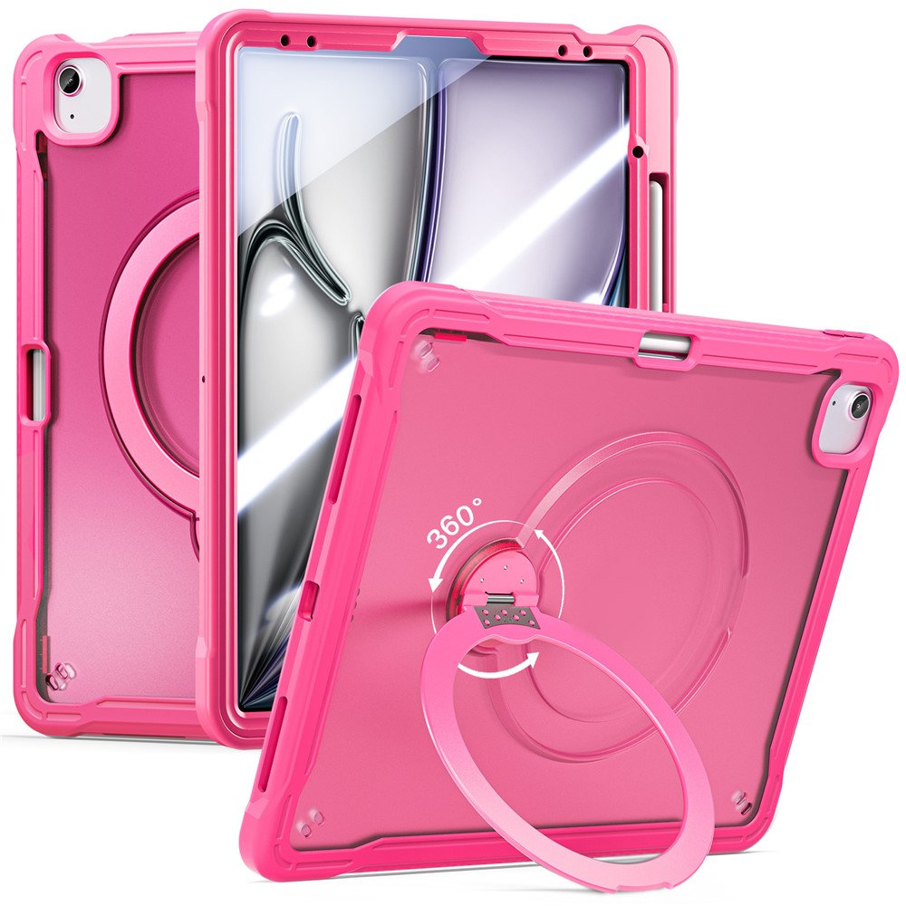 Kickstand Case for iPad Air 13 (2026) / (2025) / (2024) / iPad Pro 12.9 (2022) / (2021) / (2020) / (2018) TPU + PC Tablet Cover with 9H Screen Film - Rose