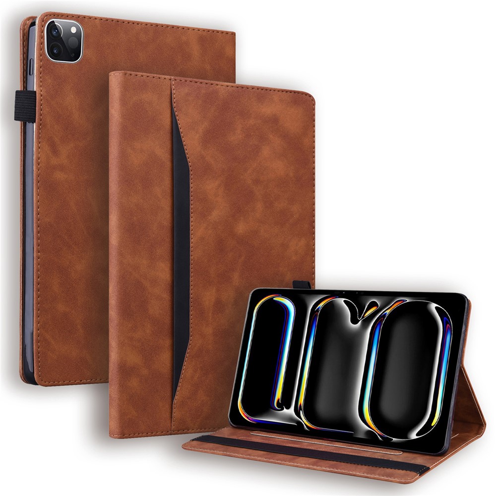 Tablet Case For iPad Pro 13 (2025) / (2024) Card Slot PU Leather Stand Tablet Cover - Brown
