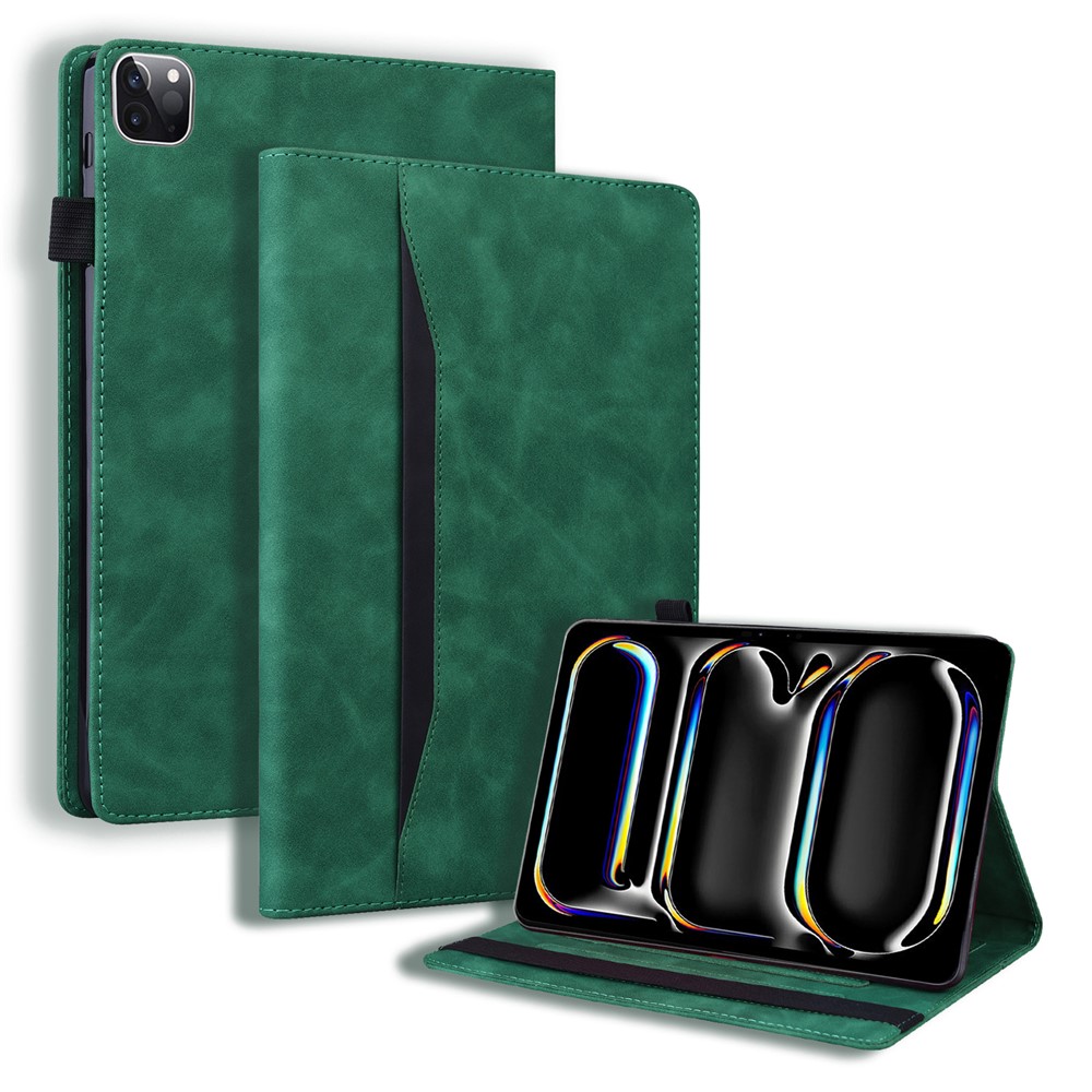 Tablet Case For iPad Pro 13 (2025) / (2024) Card Slot PU Leather Stand Tablet Cover - Green