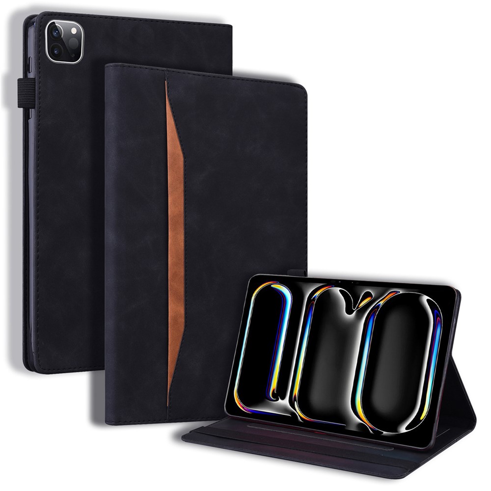 Tablet Case For iPad Pro 13 (2025) / (2024) Card Slot PU Leather Stand Tablet Cover - Black