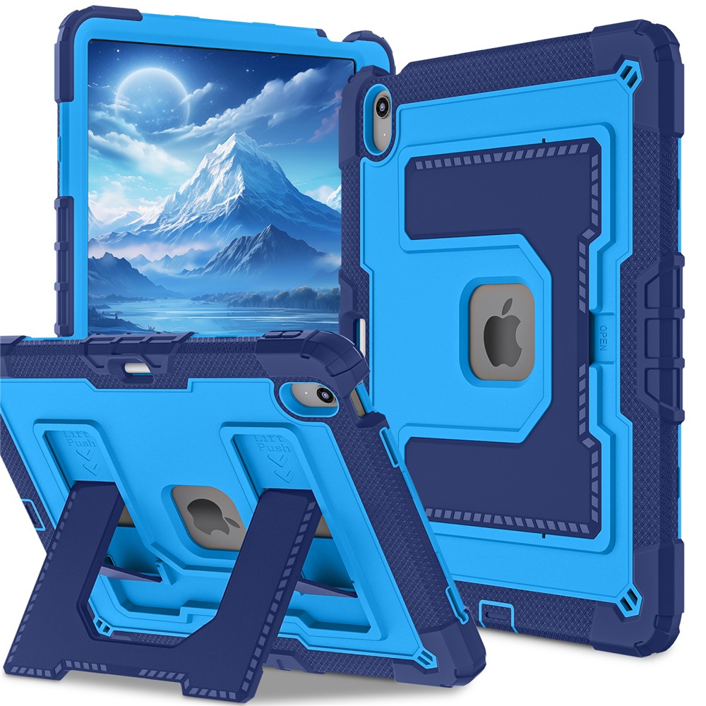 Tablet Case for iPad Air 13 (2026) / (2025) / (2024) Kickstand Anti Drop PC + Silicone Cover - Navy Blue+Blue