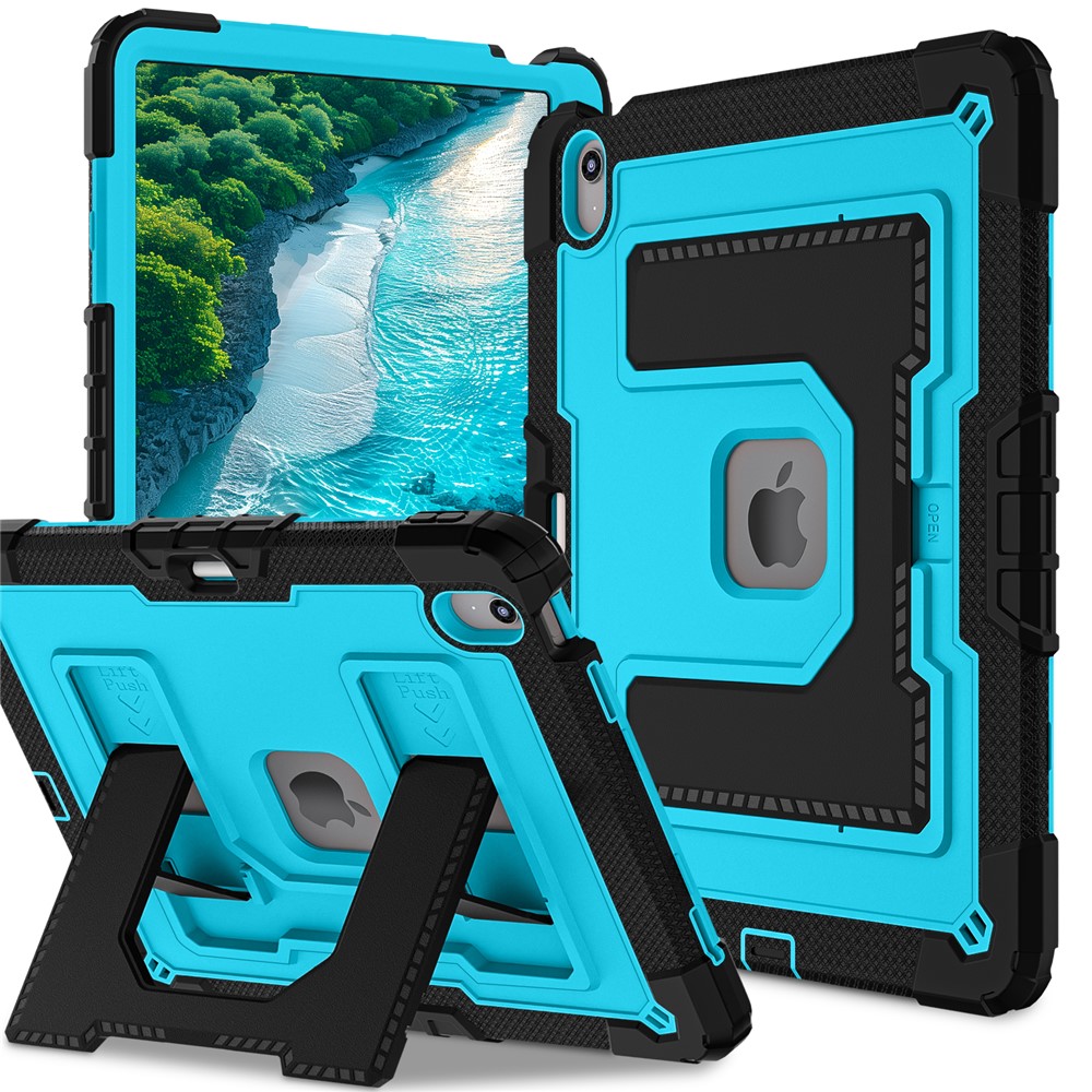 Tablet Case for iPad Air 13 (2026) / (2025) / (2024) Kickstand Anti Drop PC + Silicone Cover - Black+Blue