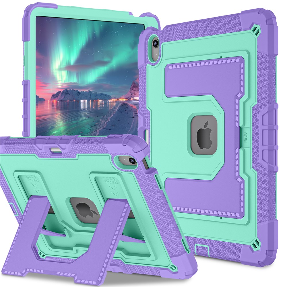 Tablet Case for iPad Air 13 (2026) / (2025) / (2024) Kickstand Anti Drop PC + Silicone Cover - Purple+Mint Green