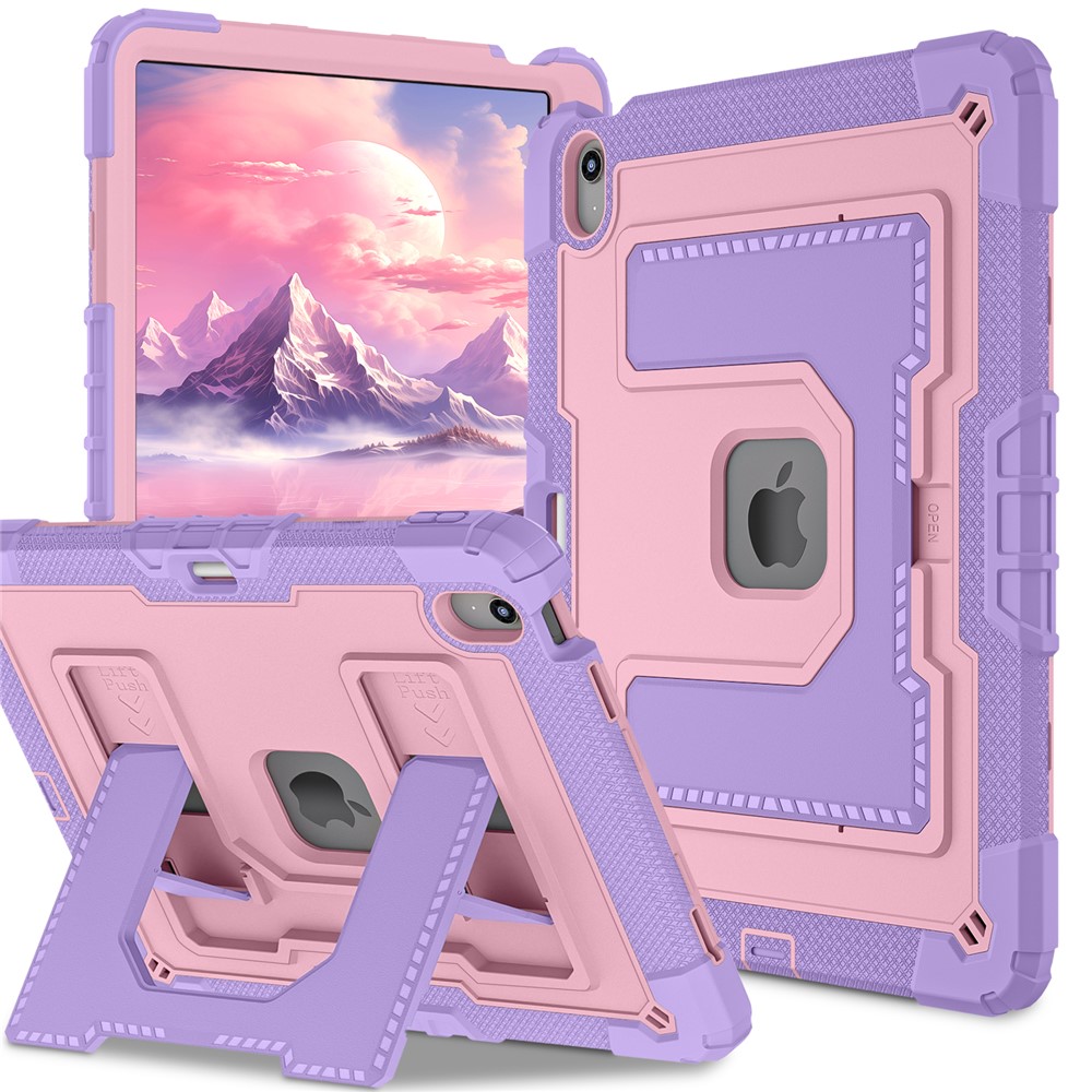 Tablet Case for iPad Air 13 (2026) / (2025) / (2024) Kickstand Anti Drop PC + Silicone Cover - Purple+Rose Gold