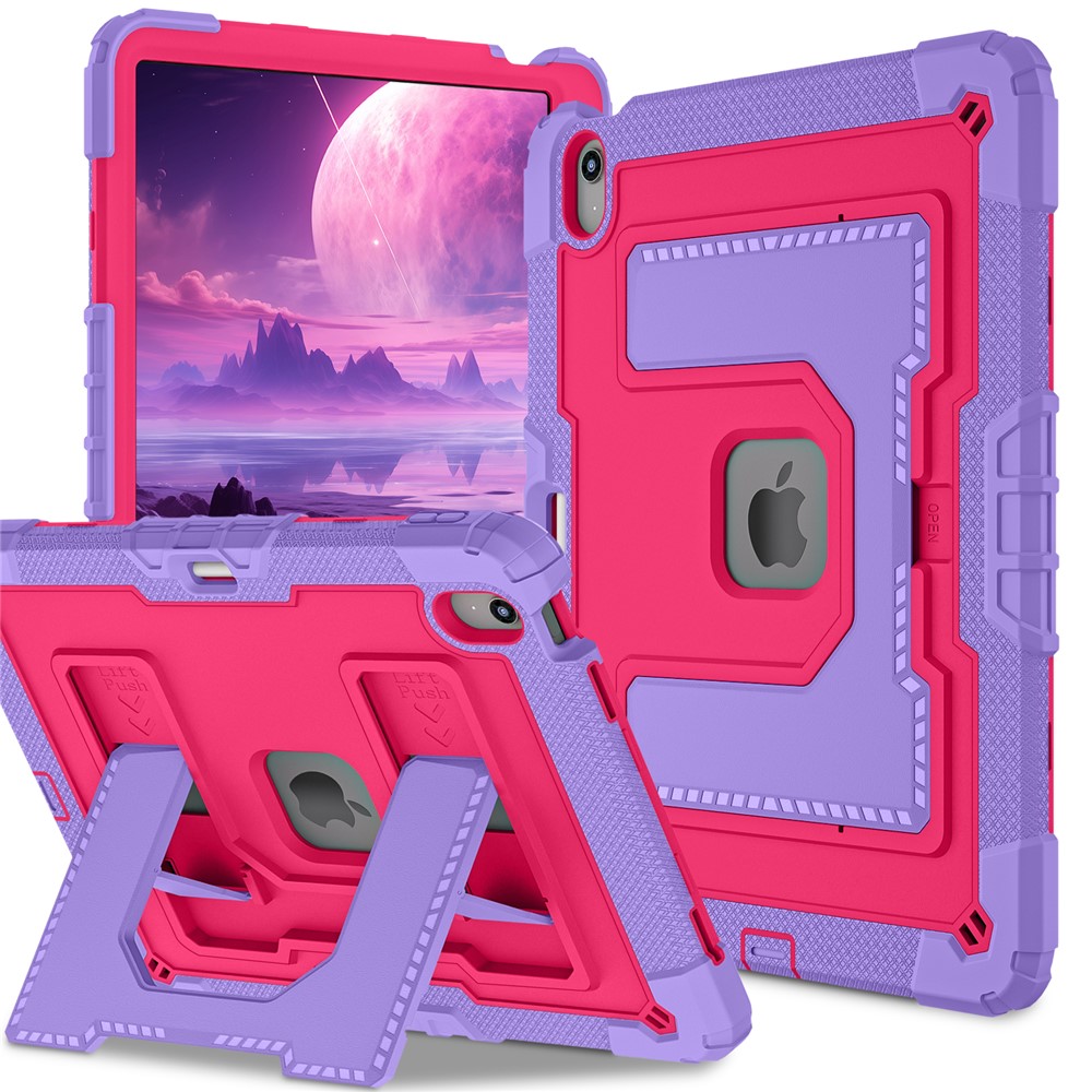 Tablet Case for iPad Air 13 (2026) / (2025) / (2024) Kickstand Anti Drop PC + Silicone Cover - Purple+Rose