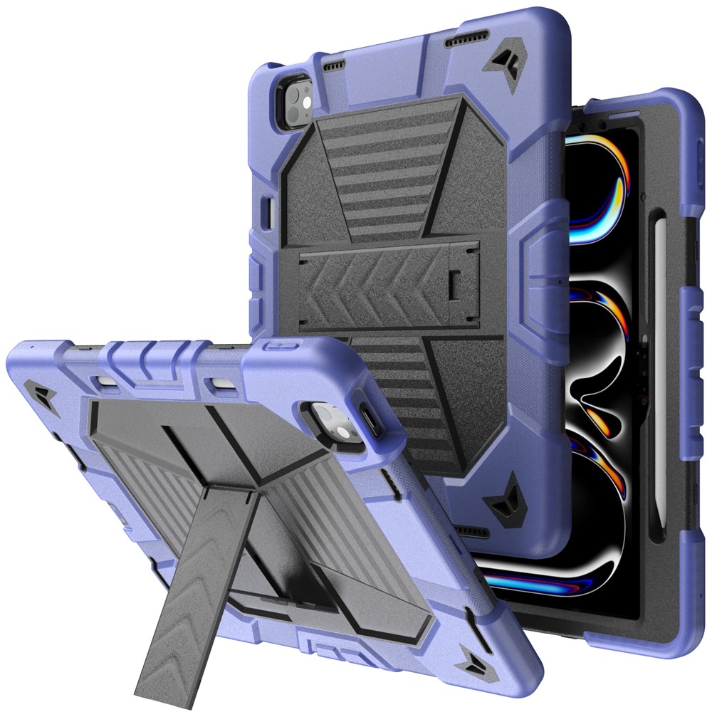 Tablet Case For iPad Pro 13 (2025)  /  (2024) with Kickstand PC + Silicone Shockproof Protective Cover - Navy Blue   Black