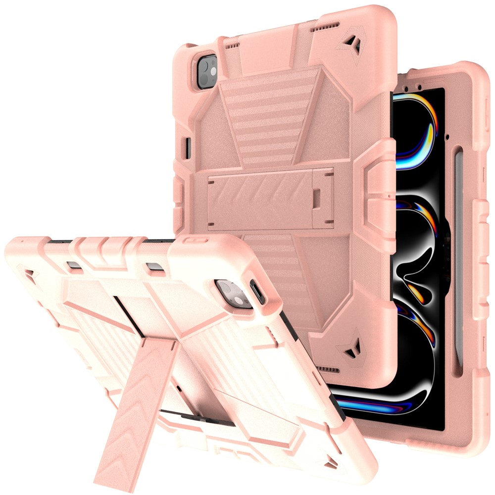 Tablet Case For iPad Pro 13 (2025)  /  (2024) with Kickstand PC + Silicone Shockproof Protective Cover - All Pink