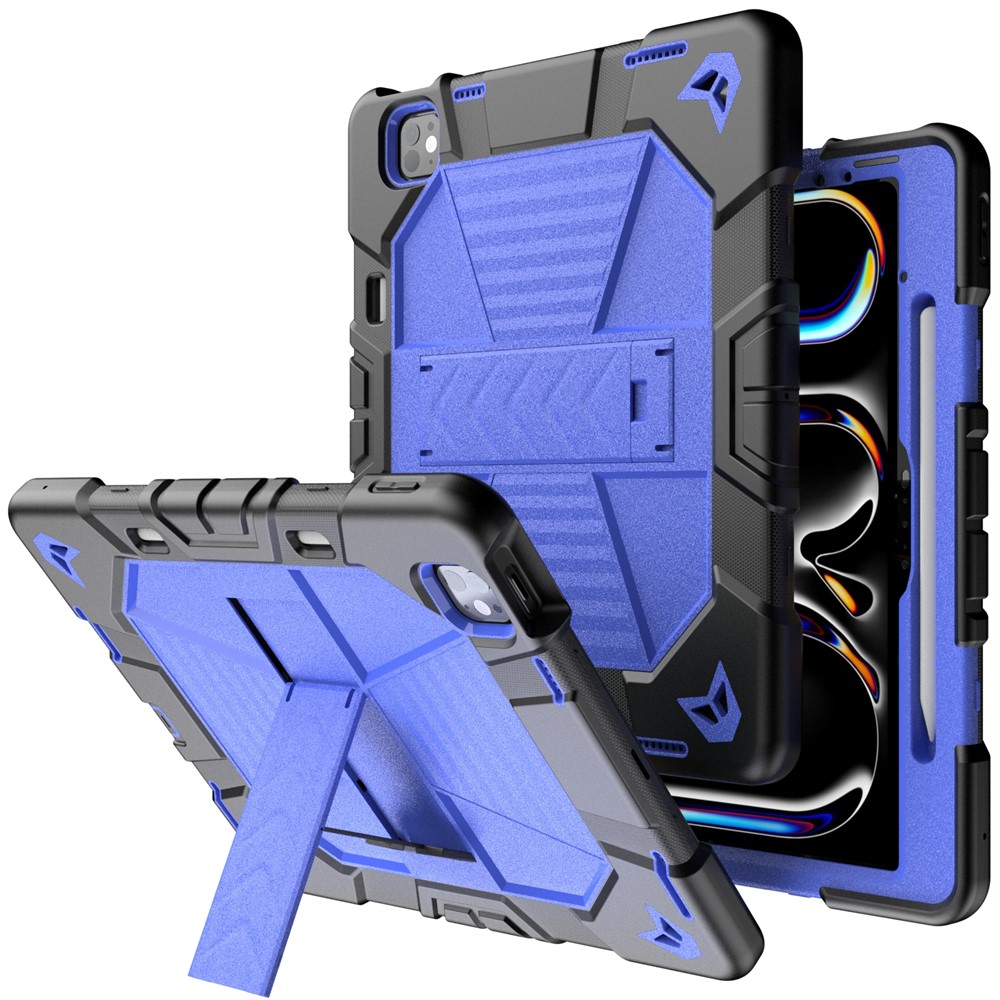 Tablet Case For iPad Pro 13 (2025) / (2024) with Kickstand PC + Silicone Shockproof Protective Cover - Black Blue