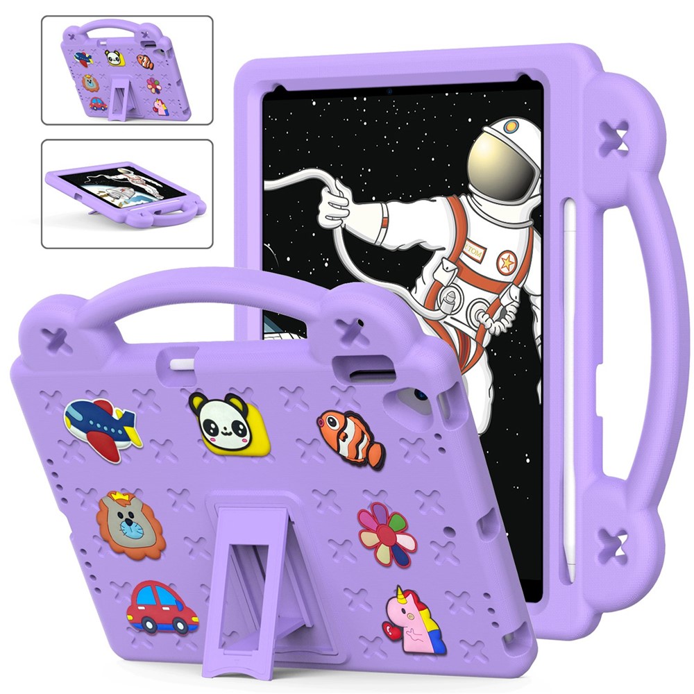 For iPad 10.2 (2021) / (2019) / (2020) Portable EVA Case Shockproof Tablet Cover Anti-Scratch Case with Kickstand - Purple