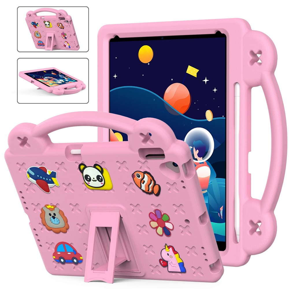 For iPad 10.2 (2021) / (2019) / (2020) Portable EVA Case Shockproof Tablet Cover Anti-Scratch Case with Kickstand - Pink