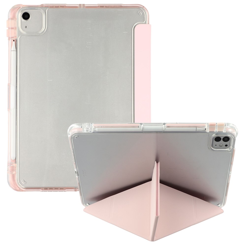 MUTURAL Crystal Shield Case for iPad Pro 13 (2025) / (2024) Trifold Stand Tablet Cover - Pink