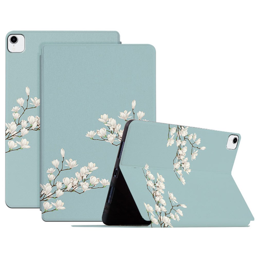 For Apple iPad Pro 11 (2018) / (2020) / (2021) / (2022) Stand Design Flower Pattern Printed Folio Flip Tablet Case Anti-scratch Leather Protective Cover - Gardenias