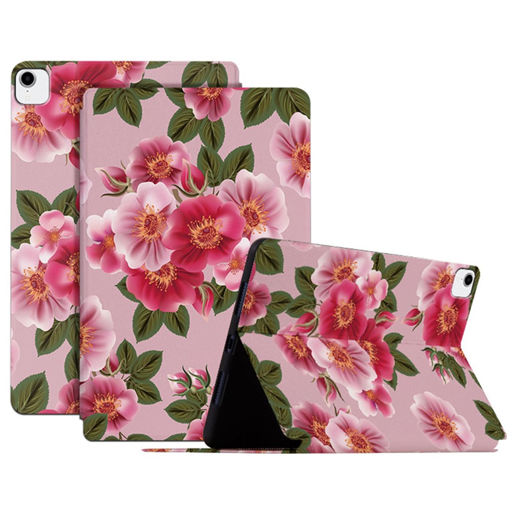 For Apple iPad Pro 11 (2018) / (2020) / (2021) / (2022) Stand Design Flower Pattern Printed Folio Flip Tablet Case Anti-scratch Leather Protective Cover - Glamorous Peony