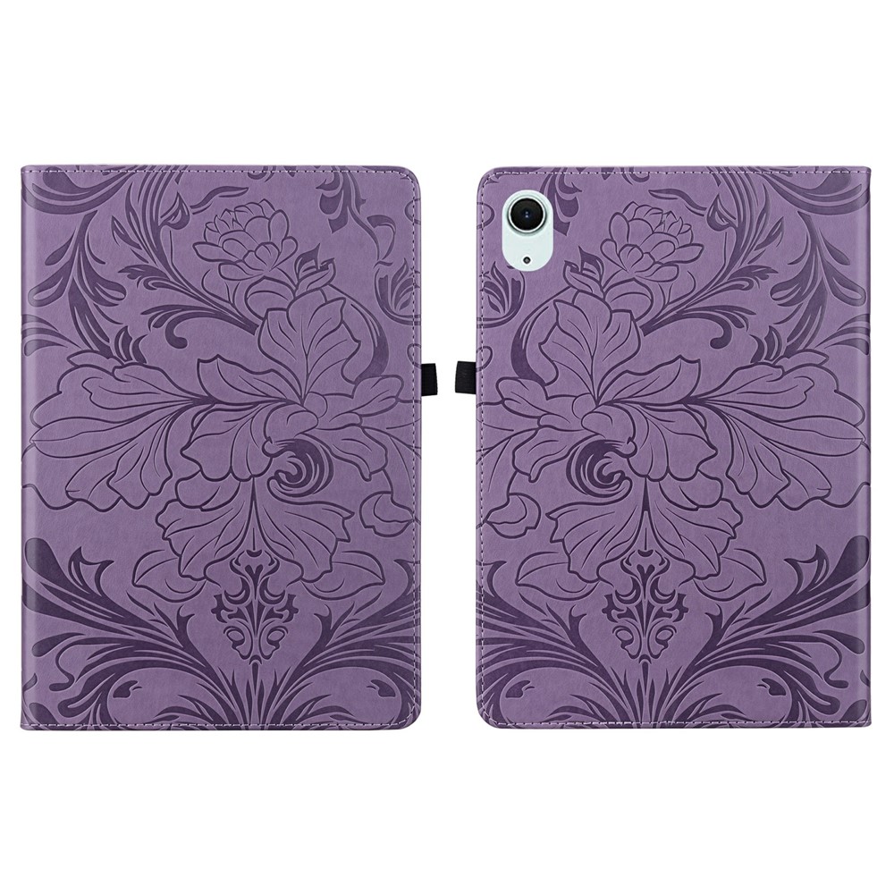 Tablet Case For iPad Air 11 (2026) / (2025) / (2024) Floral Pattern Folio PU Leather Cover with Card Slots - Purple