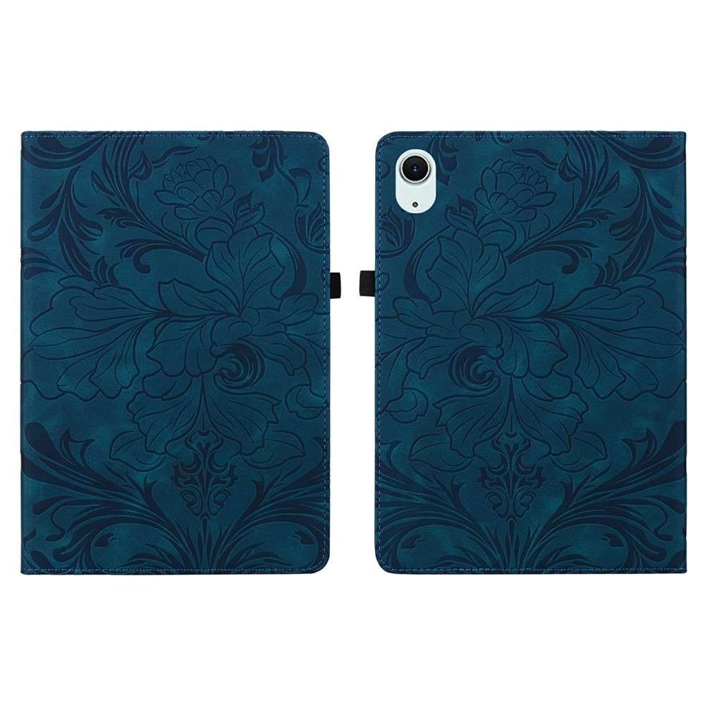 Tablet Case For iPad Air 11 (2026) / (2025) / (2024) Floral Pattern Folio PU Leather Cover with Card Slots - Dark Blue