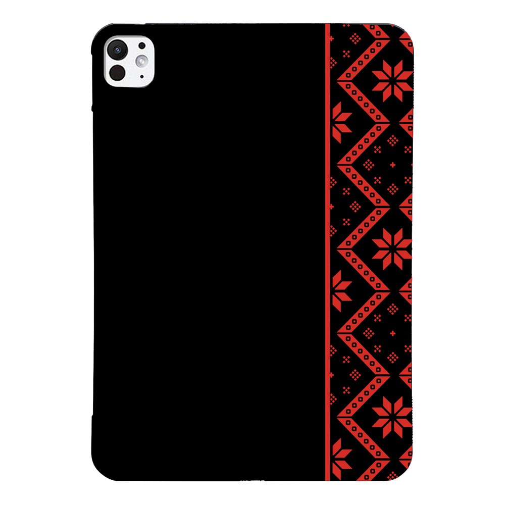 For iPad Pro 13 (2025) / (2024) Case Pattern Printing Soft TPU Tablet Cover - Red Ethnic Pattern