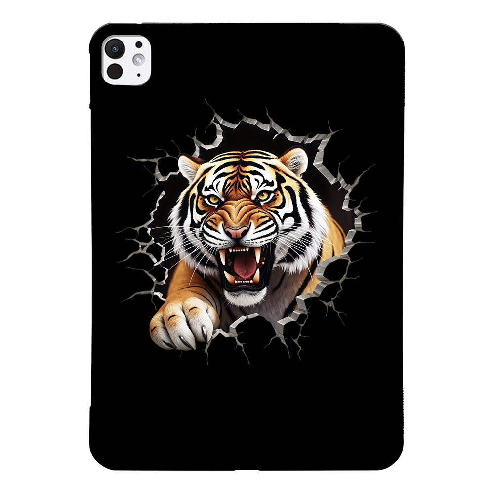 For iPad Pro 13 (2025) / (2024) Case Pattern Printing Soft TPU Tablet Cover - Tiger