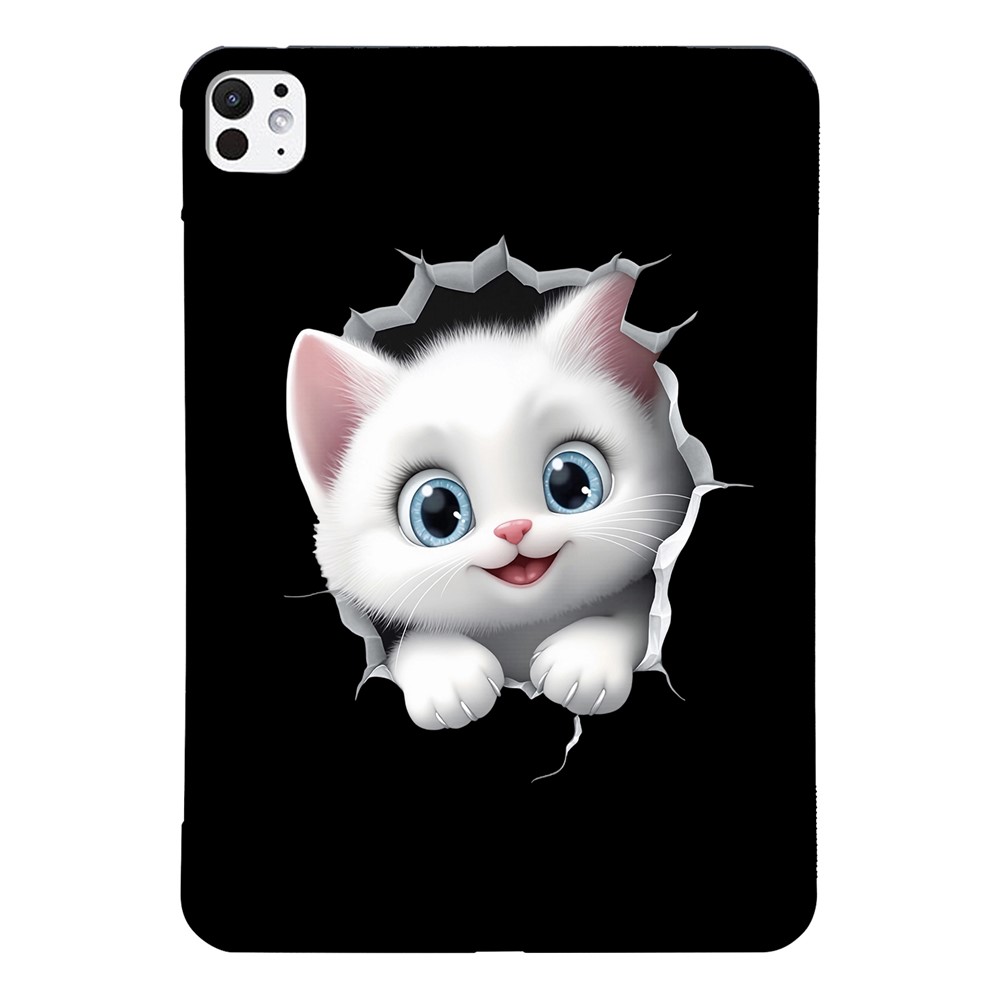 For iPad Pro 13 (2025) / (2024) Case Pattern Printing Soft TPU Tablet Cover - Cat