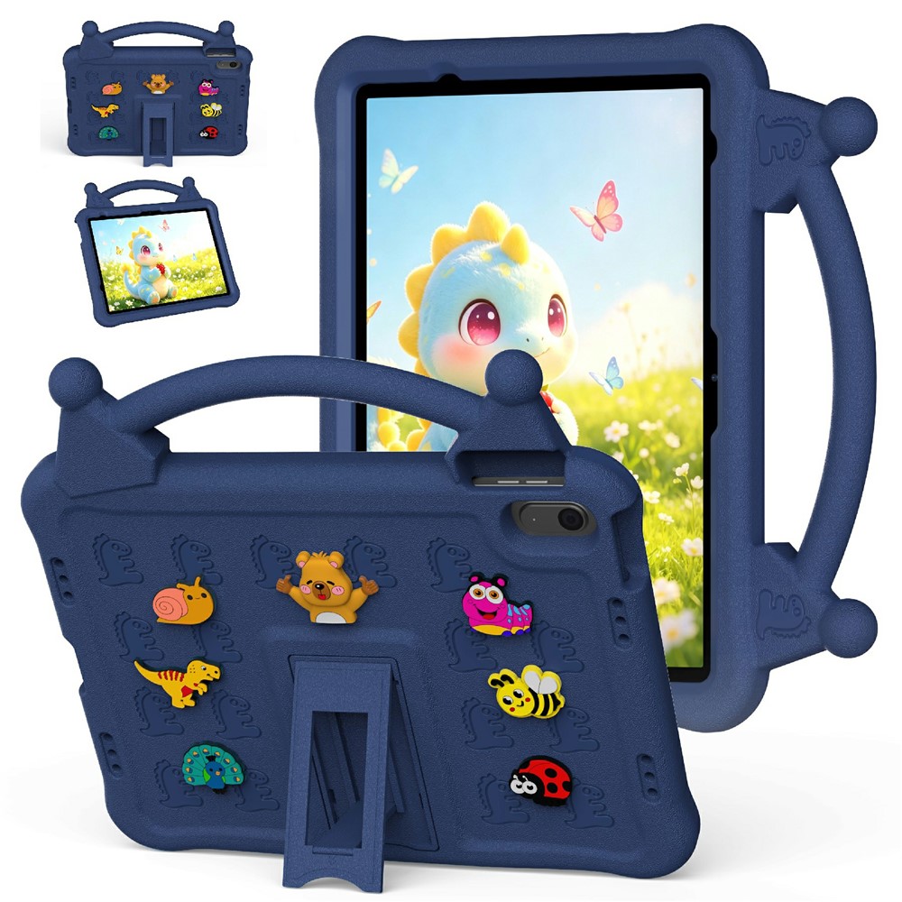 Cartoon EVA Tablet Case for iPad Air 11 (2026) / (2025) / (2024) / iPad (2025) / iPad 10.9 (2022) , Kickstand Kid-Friendly Shockproof Cover - Navy Blue