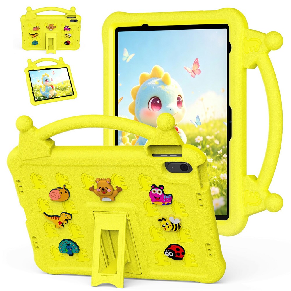 Cartoon EVA Tablet Case for iPad Air 11 (2026) / (2025) / (2024) / iPad (2025) / iPad 10.9 (2022) , Kickstand Kid-Friendly Shockproof Cover - Yellow
