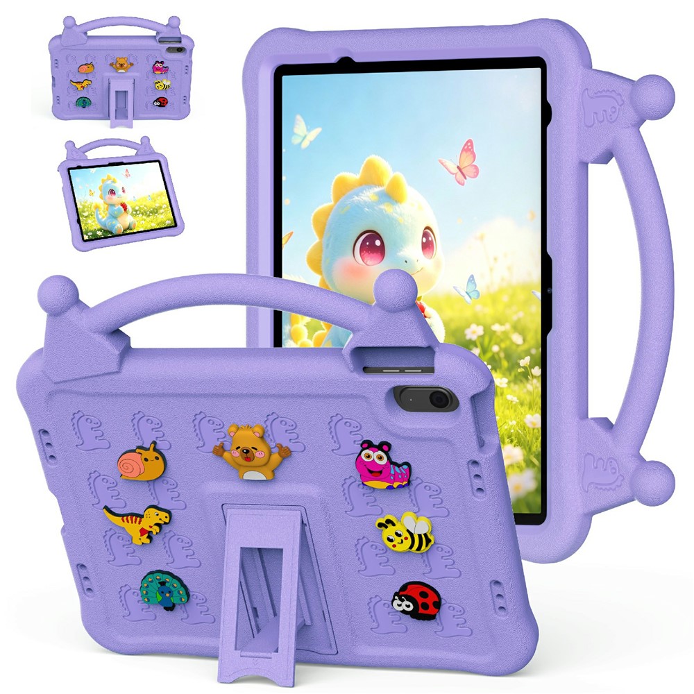 Cartoon EVA Tablet Case for iPad Air 11 (2026) / (2025) / (2024) / iPad (2025) / iPad 10.9 (2022) , Kickstand Kid-Friendly Shockproof Cover - Light Purple