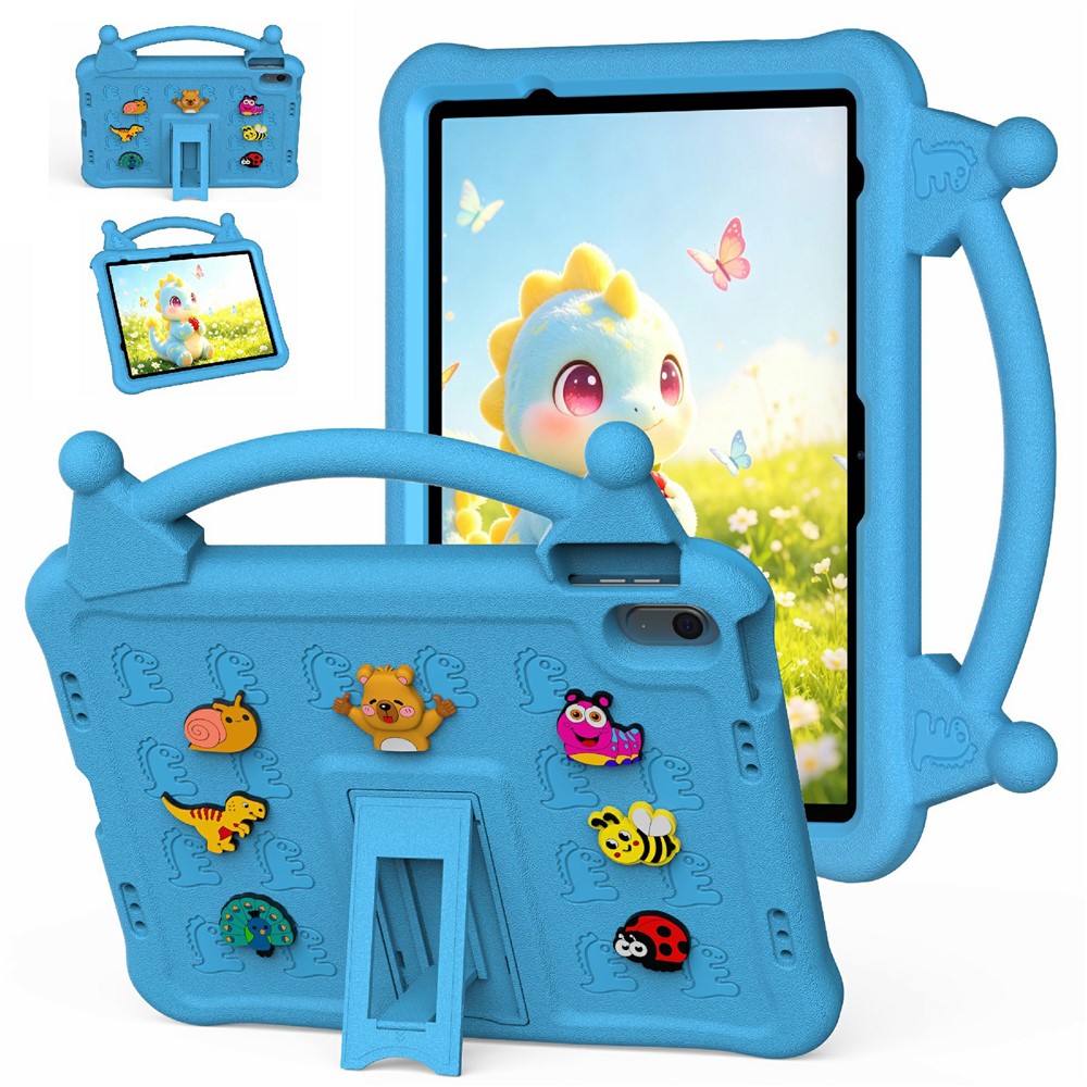 Cartoon EVA Tablet Case for iPad Air 11 (2026) / (2025) / (2024) / iPad (2025) / iPad 10.9 (2022) , Kickstand Kid-Friendly Shockproof Cover - Blue