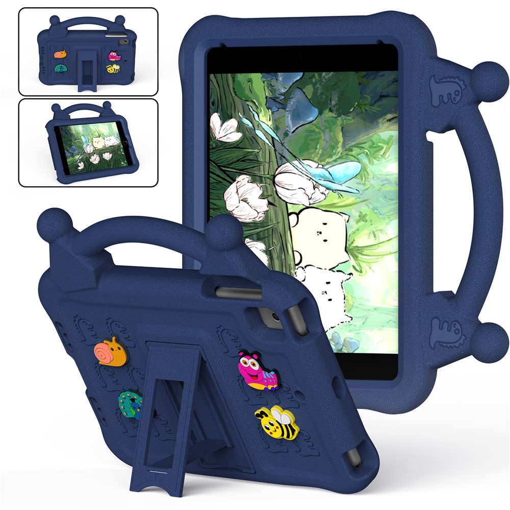 Cartoon EVA Tablet Case for iPad mini (2019) 7.9 inch / mini 4 / mini 3 / Mini 2 / Mini , Kickstand Kid-Friendly Shockproof Cover - Navy Blue