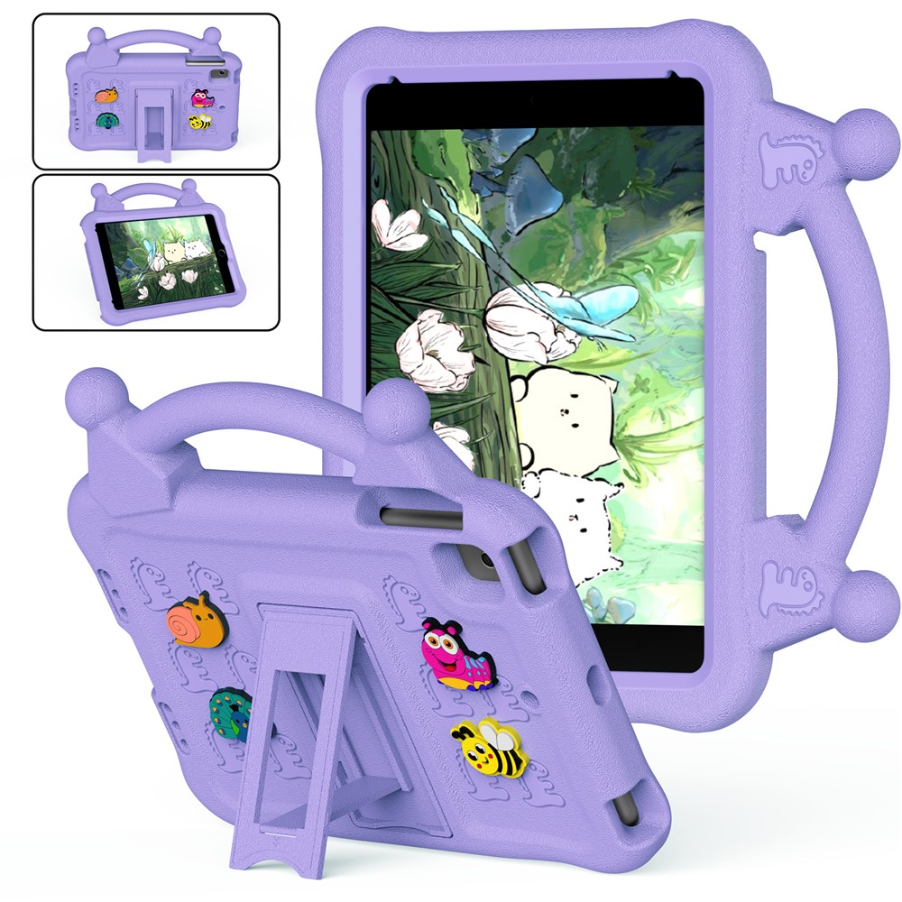 Cartoon EVA Tablet Case for iPad mini (2019) 7.9 inch / mini 4 / mini 3 / Mini 2 / Mini , Kickstand Kid-Friendly Shockproof Cover - Light Purple